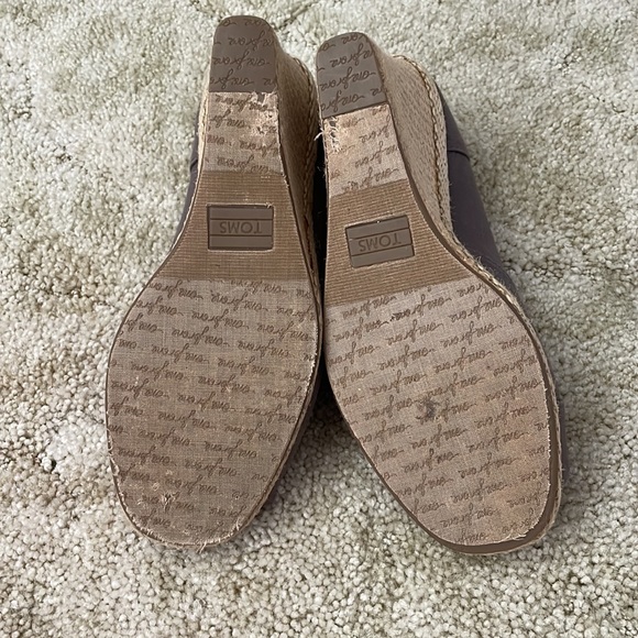 TOMS wedges brown peep toe canvas - Picture 8 of 8